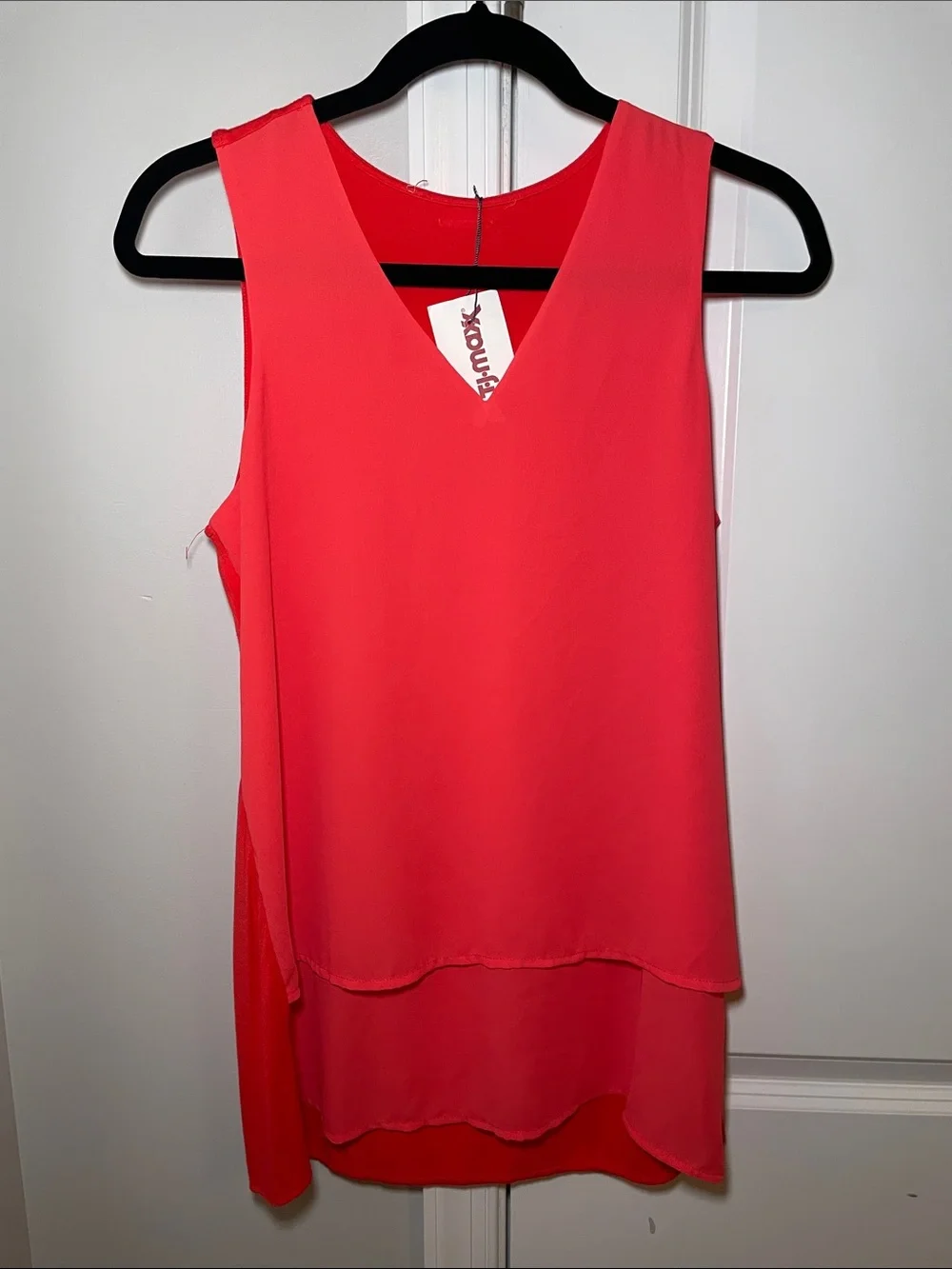 Michael Kors Coral Pink Layered V-Neck Tank Top